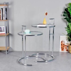 Mesa EG NEW, regulable, acero inoxidable y cristal