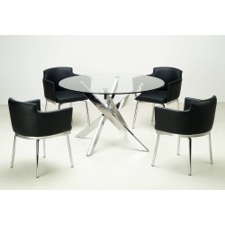 Mesa CHANTAL 100, cromada, cristal