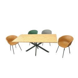 Mesa SORRENTO 180, metal, negro, tapa decor