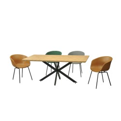 Mesa SORRENTO 180, metal, negro, tapa decor