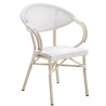 Sillón NERJA, apilable, aluminio, teslin blanco