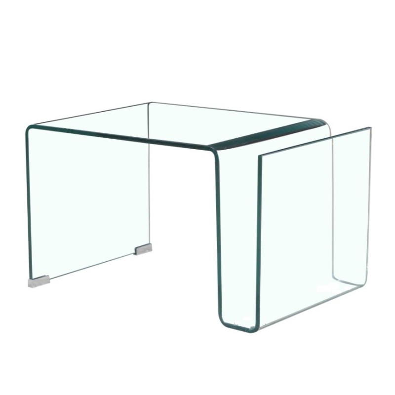 Mesa ATLANTIS (SU), baja, cristal curvado transparente