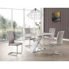 Mesa SIGRID, acero inoxidable, DM, tapa de cristal templado