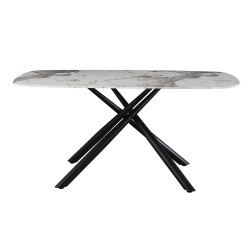 Mesa JAZZ, metal negro, tapa de cristal templado