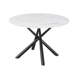 Mesa SAHARA, metal negro, tapa de cristal templado