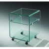 Mesa ARMSTRONG, baja, ruedas, cristal curvado