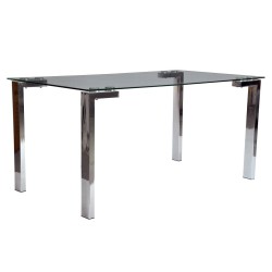 Mesa LAINEY 140 (M), cromada, cristal