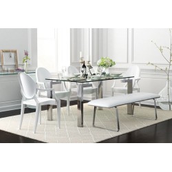 Mesa LAINEY 160 (M), cromada, cristal