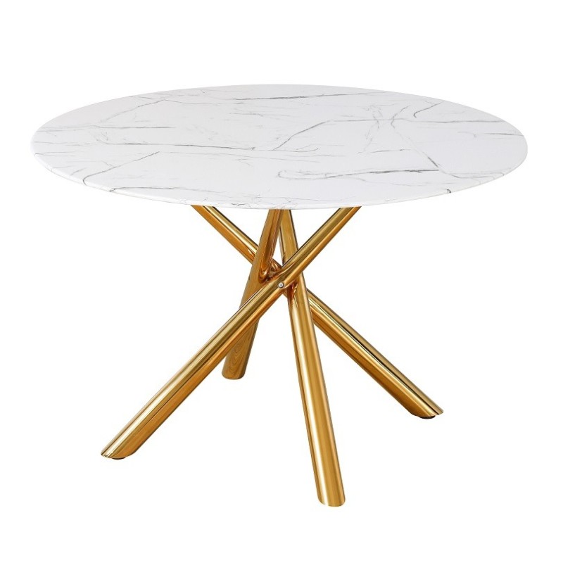 Mesa SAHARA, metal dorado, tapa de cristal templado