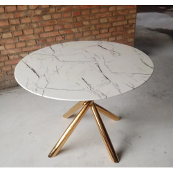 Mesa SAHARA, metal dorado, tapa de cristal templado