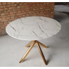 Mesa SAHARA, metal dorado, tapa de cristal templado