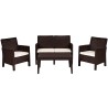 Set ADRIÁTICO, 2 Sillones + Sofá 2 plazas + mesa, polipropileno chocolate