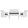 Set ADRIÁTICO, 2 Sillones + Sofá 2 plazas + mesa, polipropileno blanco