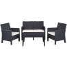Set ADRIÁTICO, 2 Sillones + Sofá 2 plazas + mesa, polipropileno antracita