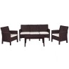 Set ADRIÁTICO, 2 Sillones + Sofá 3 plazas + mesa, polipropileno chocolate