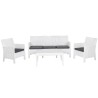 Set ADRIÁTICO, 2 Sillones + Sofá 3 plazas + mesa, polipropileno blanco