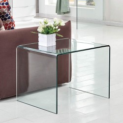 Mesa CHEVAL (SU), baja, cristal curvado