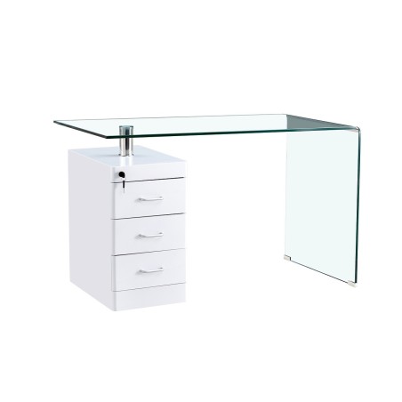 Mesa ARTEMISA, cristal curvado, cajonera