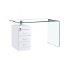Mesa ARTEMISA, cristal curvado, cajonera