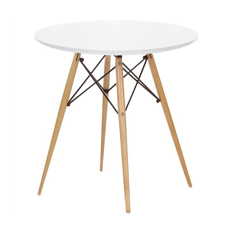 Mesa STAR, base madera, tapa blanca