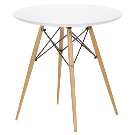 Mesa STAR, base madera, tapa blanca