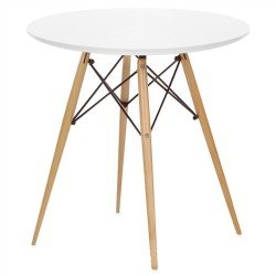 Mesa STAR, base madera, tapa blanca
