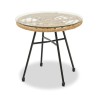 Mesa DEWA, baja, metal, ratán, cristal