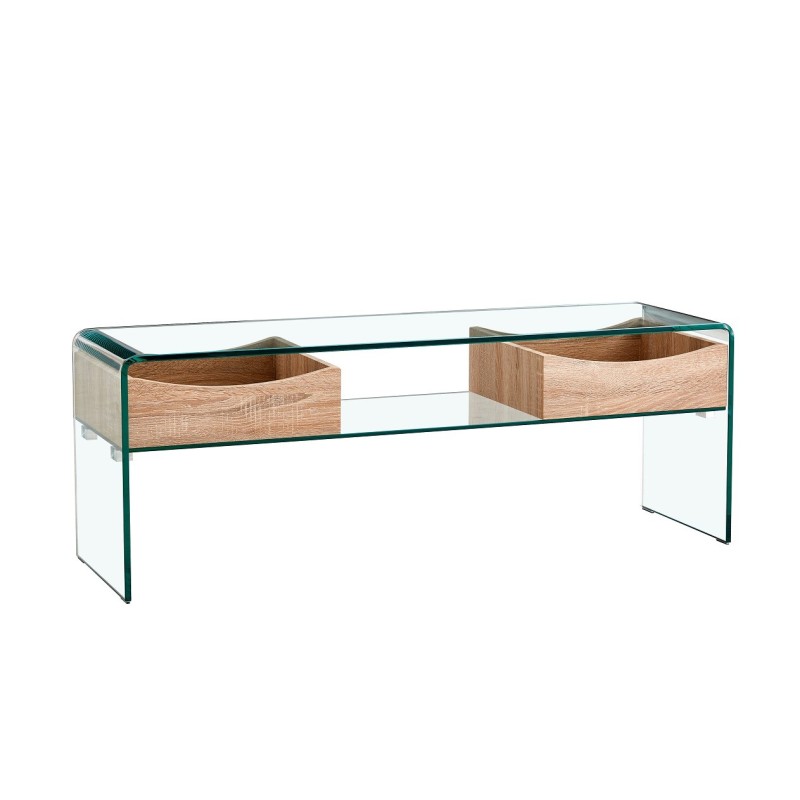 Mesa TV LIBRA, cajones, cristal curvado