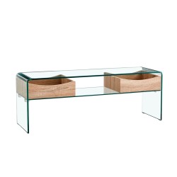Mesa TV LIBRA, cajones, cristal curvado