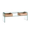 Mesa TV LIBRA, cajones, cristal curvado