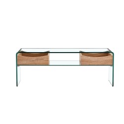 Mesa TV LIBRA, cajones, cristal curvado