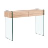 Consola GIOVANNA, 2 cajones, madera, cristal templado