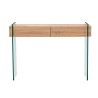 Consola GIOVANNA, 2 cajones, madera, cristal templado