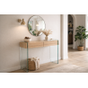 Consola GIOVANNA, 2 cajones, madera, cristal templado