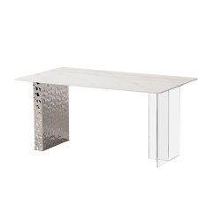 Mesa VENETO, acero inoxidable, acrílico, tapa de cerámica