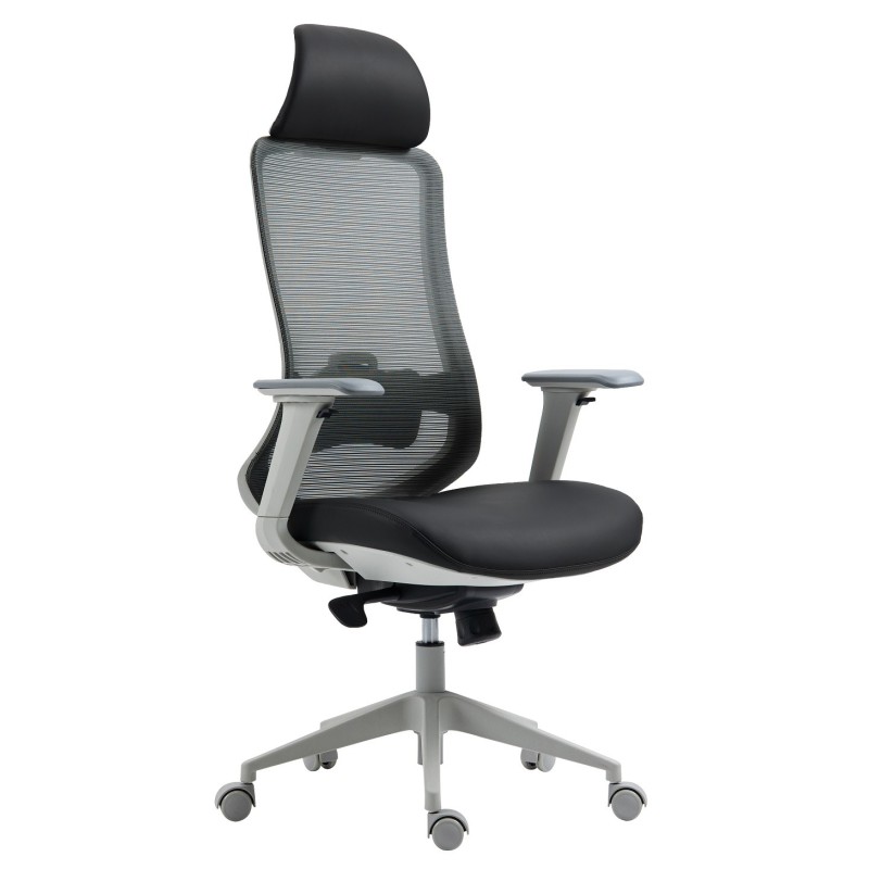 Sillón de oficina ARANJUEZ, alto, gris, ergonómico, multifunción