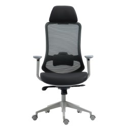 Sillón de oficina ARANJUEZ, alto, gris, ergonómico, multifunción