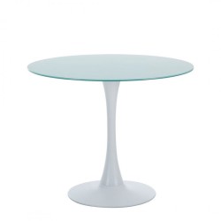 Mesa TUL (TO), metal, tapa de cristal blanco