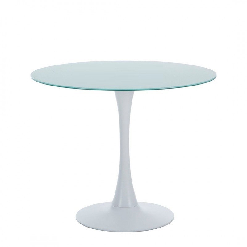 Mesa TUL (TO), metal, tapa de cristal blanco