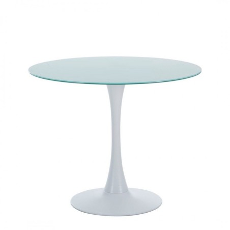 Mesa TUL (TO), metal, tapa de cristal blanco
