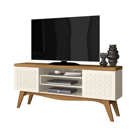 Mueble TV LIZ, blanco roto y coral