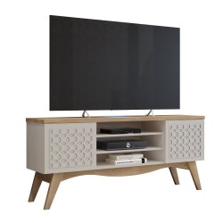 Mueble TV LIZ, blanco roto y cedro