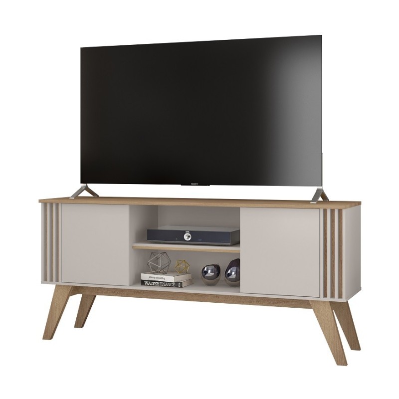 Mueble TV VITTA, blanco roto y cedro