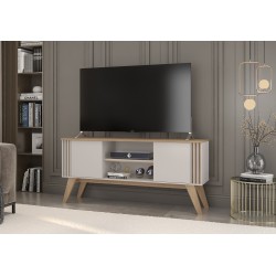 Mueble TV VITTA, blanco roto y cedro
