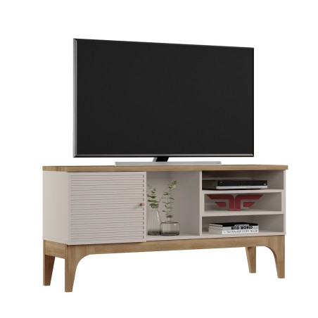 Mueble TV VENEZA, blanco roto y cedro