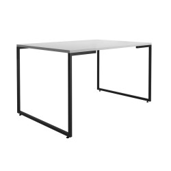 Mesa PORTO 135, metal negro, tapa MDP color blanco