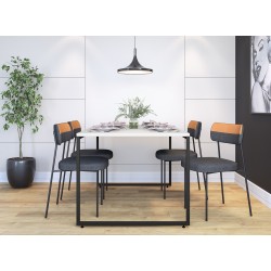 Mesa PORTO 135, metal negro, tapa MDP color blanco