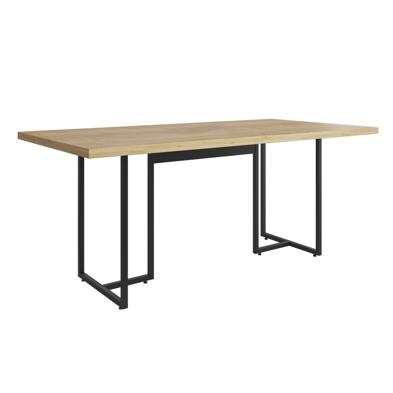 Mesa PRIME 40, metal negro, tapa MDP color natural