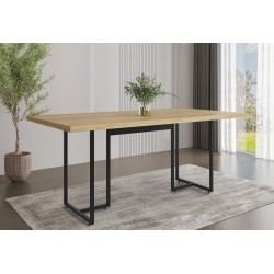 Mesa PRIME 40, metal negro, tapa MDP color natural