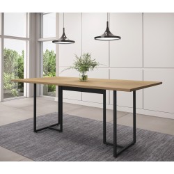 Mesa PRIME 25, metal negro, tapa MDP color avellana